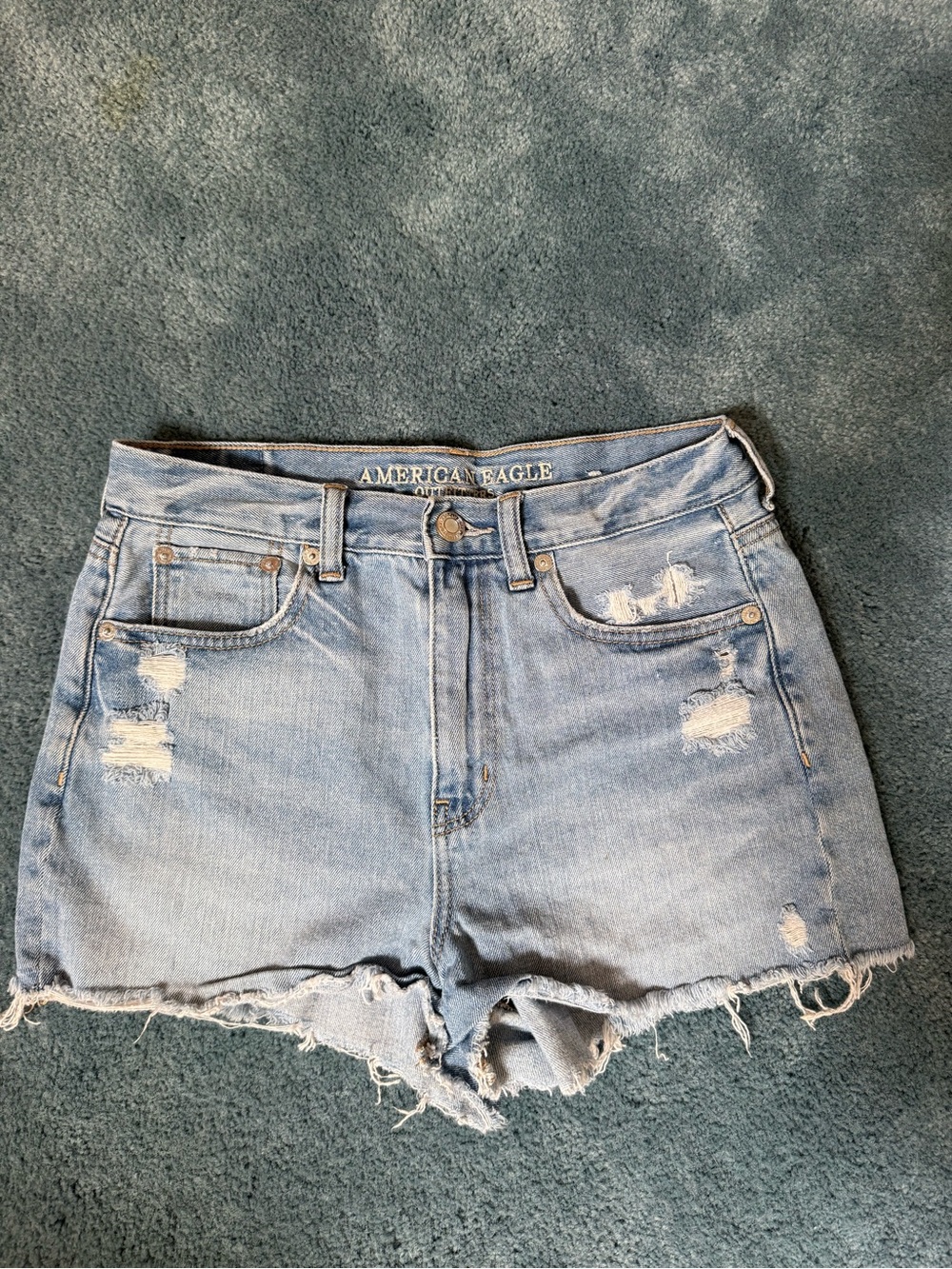 American Eagle Outfitters Light Wash Distressed Denim Shorts